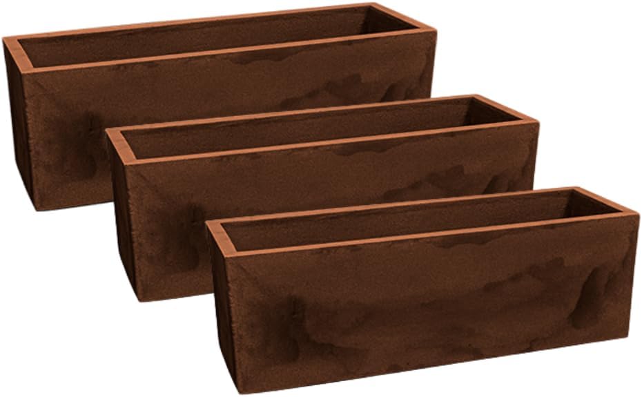 Kit 3 Vasos Para Plantas Jardineira Cachepot Floreira 67cm Flat Polietileno Decoração (Aco Corten) 1 Kit 3 Vasos Para Plantas Jardineira Cachepot Floreira 67cm Flat