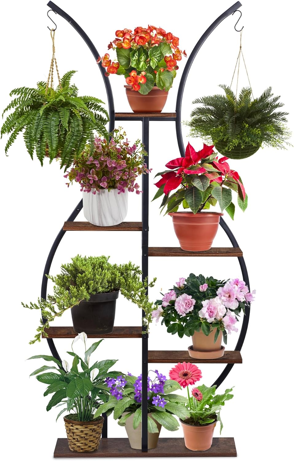 LifMagix Suporte para Plantas Interno Alto com Metal E Madeira, Prateleira para Plantas para Várias Plantas, Suporte para Vasos de Flores para Sala de Estar, Varanda E Pátio de Jardim Ao Ar Livre Pret 1 LifMagix Suporte para Plantas Interno Alto com Metal E Madeira