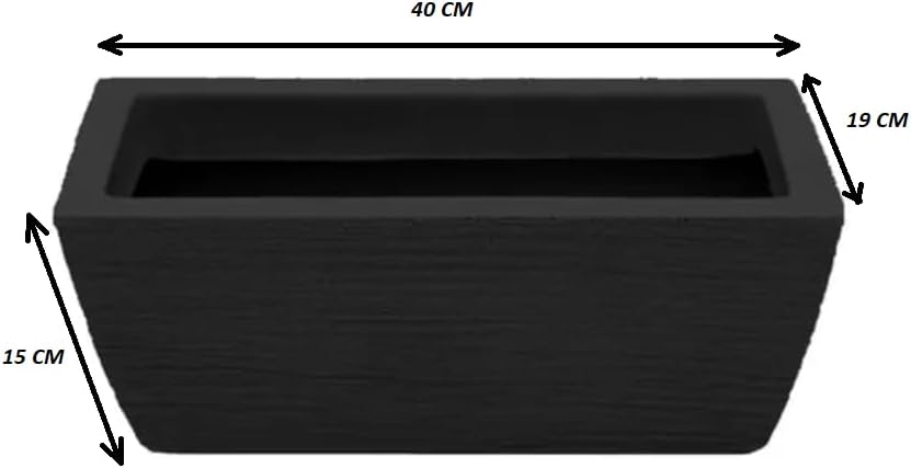 Vaso jardineira floreira pequena decorativo luxo polietileno textura grafiato (PRETO) 1 Vaso jardineira floreira pequena decorativo luxo polietileno textura grafiato PRETO