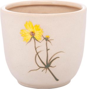 WOLFF Cachepot de Cerâmica Flor Amarela Trento 12cm x 12cm x 10,5cm