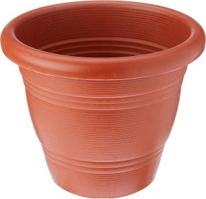 Vaso Redondo Plástico de 17 Cm, Cor Marrom, Linha Boulevard, Sanremo