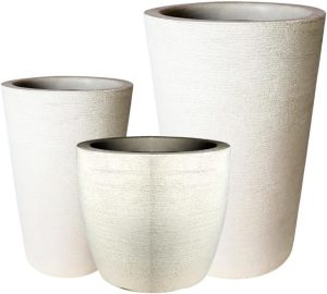 Jogo de vasos decorativos para plantas em 3 tamanhos diferentes modelo jateado (AREIA)