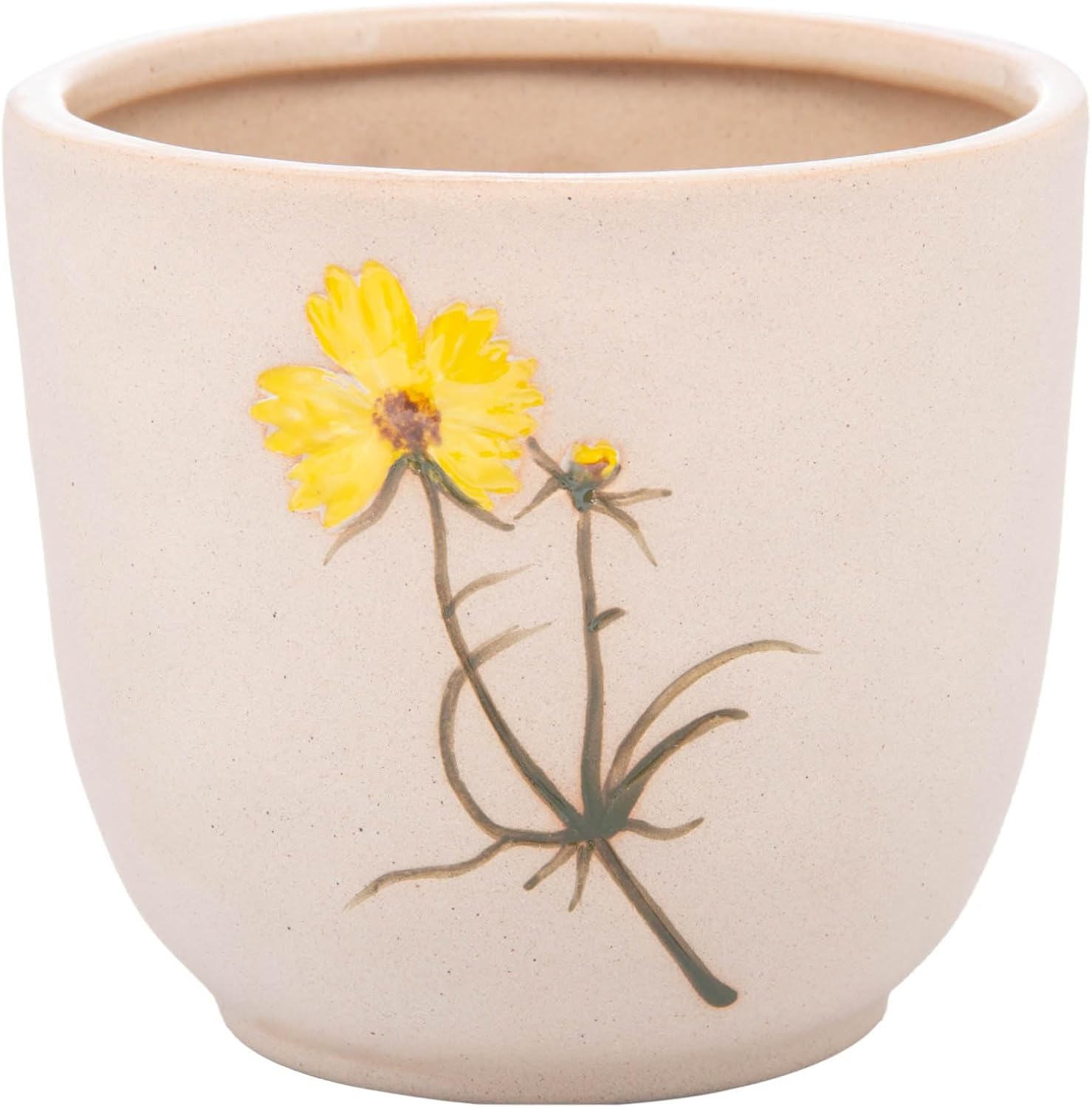 WOLFF Cachepot de Cerâmica Flor Amarela Trento 12cm x 12cm x 10,5cm 1 WOLFF Cachepot de Ceramica Flor Amarela Trento 12cm x 12cm