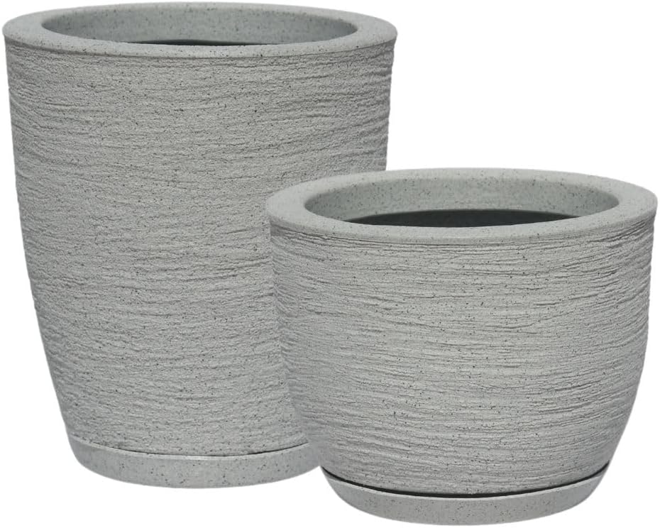 kit 2 Vasos Decorativo de Planta em Polietileno Escovado Jardim Casa Sala n1 e n2 (Cinza) 1 kit 2 Vasos Decorativo de Planta em Polietileno Escovado Jardim