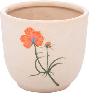 Cachepot de Cerâmica Flor Laranja Trento 12cm x 12cm x 10,5cm - Wolff