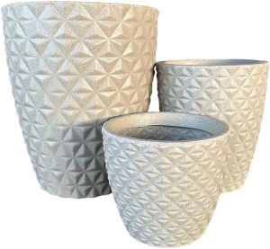 KIT 03 VASOS POLIETILENO BERLIAN GOLD DECORATIVOS P/PLANTAS, JARDINS E ESCRITÓRIOS (Bege)