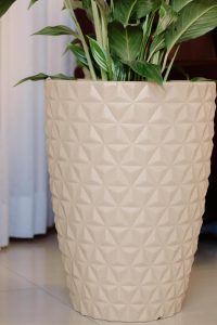 Vaso Para Plantas Polietileno Decorativo Redondo Grande N3 (Creme)