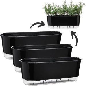 Kit 3 Vaso Auto Irrigável 5 Litros Jardineira Grande Preto Autoirrigável 40cm - Vaso Raiz