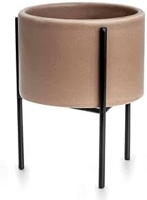 Cachepot em cerâmica cinza com suporte 11 cm