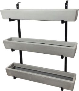 Suporte Prateleira de Ferro Jardim Vertical com 3 Floreiras Cor: Cinza