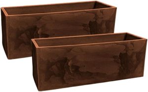 Kit 2 Vasos Para Plantas Floreira Cachepot Jardineira Flat 77cm Polietileno Decoração (Aco Corten)