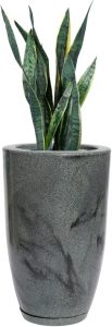 Vasos de Polietileno para Planta Casa Sala Jardim Coluna Lisa Marmorizada Luxo N2 com Prato Coletor (Grafite)