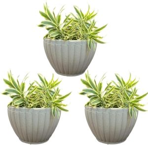 KIT 03 BACIAS GREGA VASOS POLIETILENO PARA PLANTAS E AMBIENTES PREMIUM (BEGE)