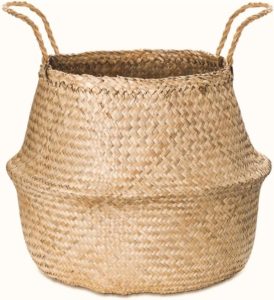 Cesto de Palha Decorativo Cachepot Balaio Redondo com Alça