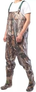 Macacão impermeável camuflado com bota Pvc Acoplada jardineira caça pesca