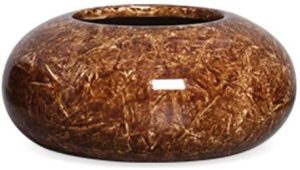 Cachepot Redondo P Decoração Cerâmica Marrom Marmorizado Petra