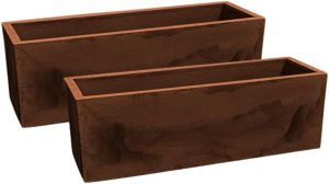Kit 2 Vasos Para Plantas Cachepot Polietileno Floreira 67cm Jardineira Flat Decoração (Aco Corten)