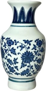 Mini Floreiro Importado Porcelana Azul e Branca Topázio D07 x A14cm ORI Home Decor