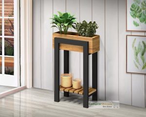 Comprar Móveis em Casa, Floreira para Jardim Em Ferro Eco Garden Com cachepot em madeira - Comprar Móveis em Casa