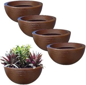 KIT 05 BACIAS POLIETILENO DECORATIVAS P/PLANTAS E JARDINS (Marrom)