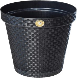Vaso Redondo Rattan Terracota 35 Cm 20 Litros Preto 25822PM Arqplast