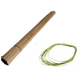 Kit 10 Estacas Natural De Bambu 1 Metro Com Amarril Decoração Jardim Kit Jardinagem Estaca Para Planta Orquideas Rustico