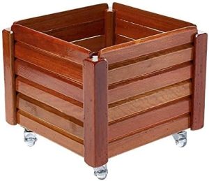 Vaso Quadrado de Madeira com Roda 38x43cm - Alpe & Aritana