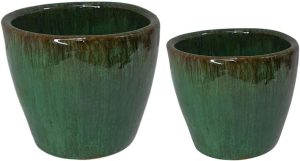 Kit 2 Vasos Cachepot De Cerâmica 6 Cores Para Decoração Cor: Verde