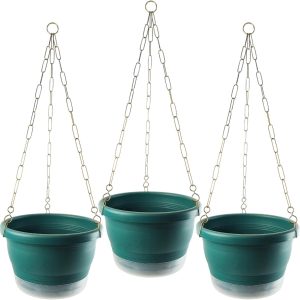 Vasinhos para Plantas Tam N18 Kit Jardim Pendente com Pratinhos Correntes e Ganchos Cor:Ciano 1 Vasinhos para Plantas Tam N18 Kit Jardim Pendente com Pratinhos Correntes e Ganchos Cor:Ciano