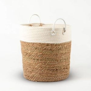 Cesto Organizador Cesta Multiuso De Seagrass P/Plantas Cachepot Decorativo Com Alças Empilhavel Para Sala Banheiro