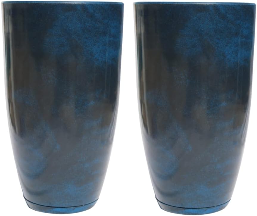 Kit com 2 Vasos de Polietileno para Planta Coluna Lisa Marmorizada Luxo N2 (Azul Premium) 1 1744192011 466 Kit com 2 Vasos de Polietileno para Planta Coluna Lisa