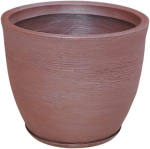 Vaso Grande Para Planta Decorativo Polietileno Jardim Bojo Escovado Com Prato(Bege)