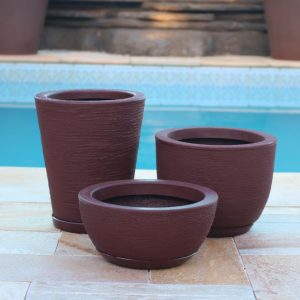 Kit 3 vasos para planta decorativo polietileno sala jardim N1 N2 N3 (Marrom)