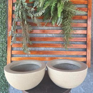 KIT 02 BACIAS POLIETILENO DECORATIVAS P/PLANTAS E JARDINS (Bege)
