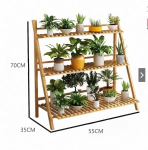 Suporte e Estante para Plantas de Pinus 3 Andares | Resistente à Umidade e Não Desbota no Sol | Jardineira Decorativa para Varanda, Casa e Jardim (Design Rústico + Feito no Brasil)