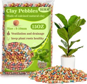 Sukh Seixos de argila para plantas - Seixos pequenos de 400 ml para plantas de interior Argila natural, usados para drenagem, decoração, aquaponia, hidroponia (cores mistas)
