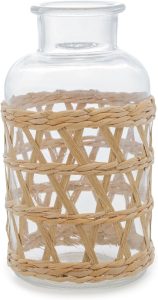 WOLFF - Vaso de Vidro e Fibra Natural 10cm x 19,5cm