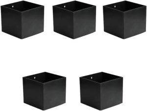 5 Vasos Cachepot Quadrado Preto Cubo Plástico Decorativo Plantas Utensilios Versátil Portátil Casa