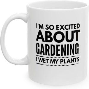 Caneca I Wet My Plants, xícara de café divertida para jardineiro, presente de polegar verde, presente de humor para amantes de plantas, cerâmica com tema de natureza