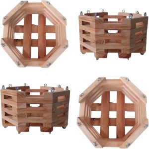 Cachepô de Madeira Octogonal Para Orquídea Vaso Suporte Plantas Decorativo Decoração Casa Cachepot Rustico