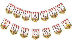 FAKTEEN Banner Cultivado Localmente Farmer's Market Decorações de Chá de Bebê Frutas e Legumes Adereços de Foto Tema Jardineiro Artigos de Festa de Aniversário Favores Fazenda Bem-vindo Decoração de