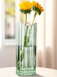 Vaso Decorativo, Vaso, Vaso de Vidro, Vasos Decorativos para Sala, Vasos, Vaso de Vidro para Flores, Vaso Vidro, Vasos Decorativos, Vaso de Flor, Vaso de Vidro com Borda Dourada 11.5cm x 30.5cm