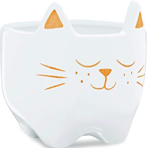 Cachepot em Cerâmica, Gato, Branco, Mart