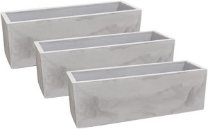 Kit 3 Vasos Para Plantas Jardineira Cachepot Floreira 67cm Flat Polietileno Decoração (Cimento Queimado)
