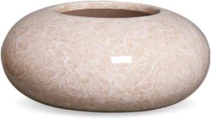 Cachepot Redondo M Bege Decoração Em Cerâmica Marmorizada Petra