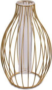 Vaso Aramado Dourado Para Flores, Vaso em Arame e Vidro, Vaso Para Decoração, Vaso de Ferro Vazado Para Planta