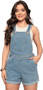 Jardineira Jeans com Fivela Forrada Feminina