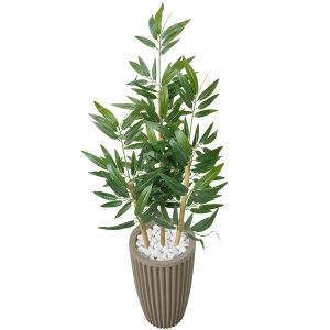 Bambu Artificial Folha Grande Com Vaso 3D Polietileno Decoração (Coluna Bege)