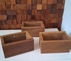 Cachepot Decorativo em Madeira Rústica, Conjunto com 3 Peças, Artesanal