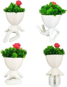 Kit 4 Vasinhos Decorativo Bob cachepot Para plantas Suculentas (Branco)